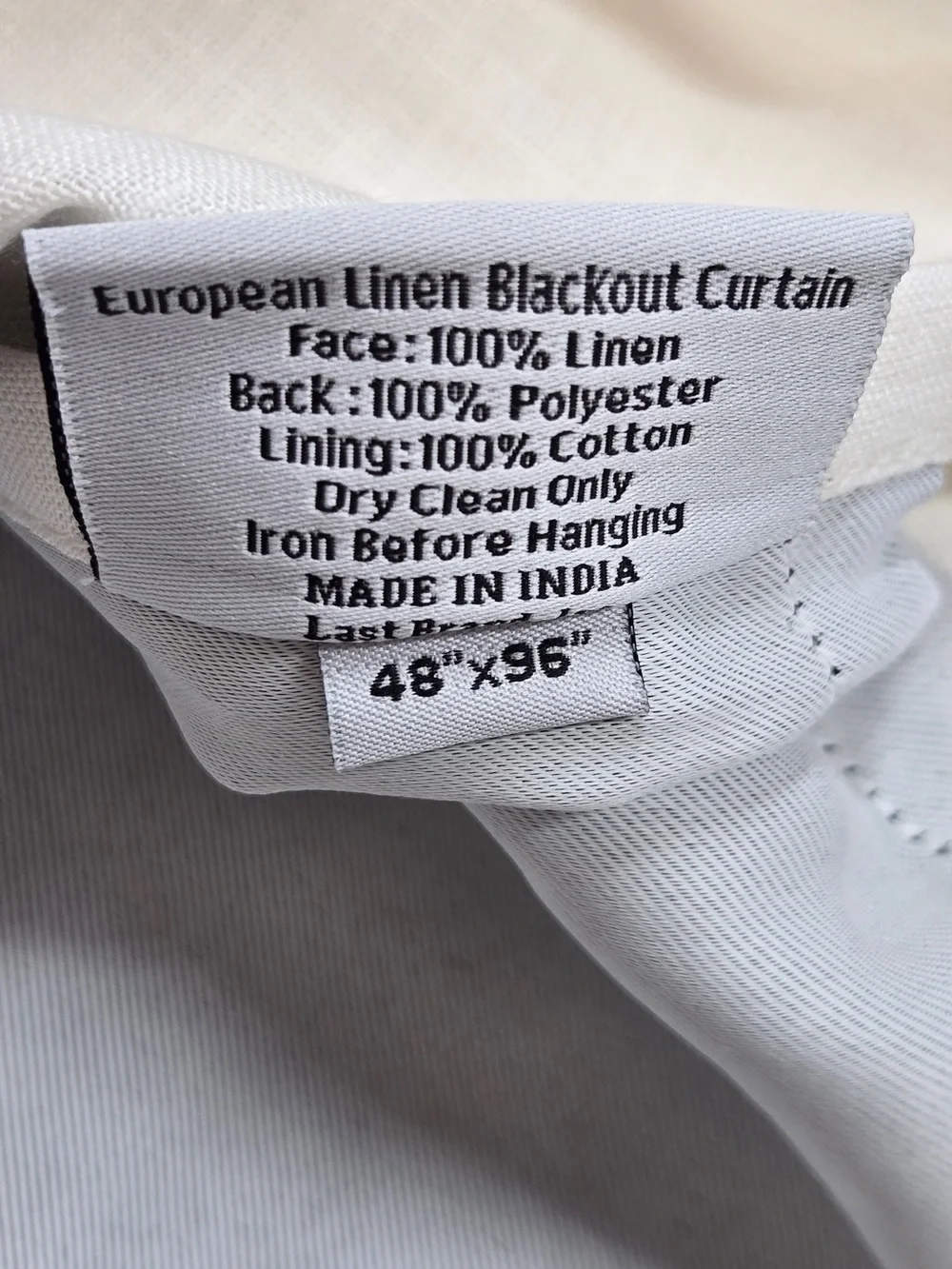 QUINCE Set Of 2 48x96 European Linen True Blackout Curtains Cream 9636